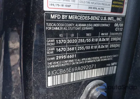 2009 Mercedes-Benz R 350 4Matic from USA, damaged, VIN 4JGCB65E69A092071